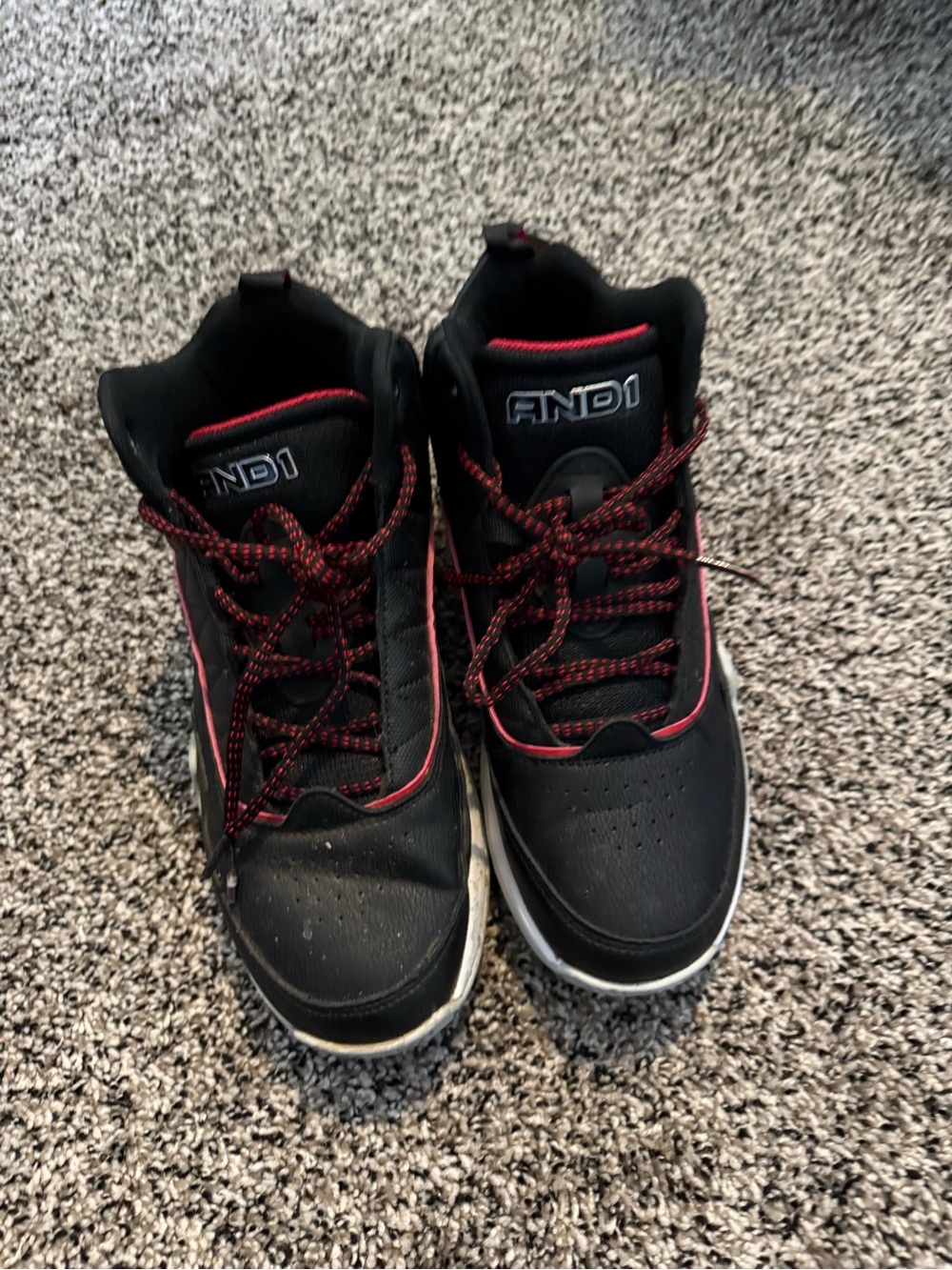 And1 Kids Black Sneakers with Red Accents